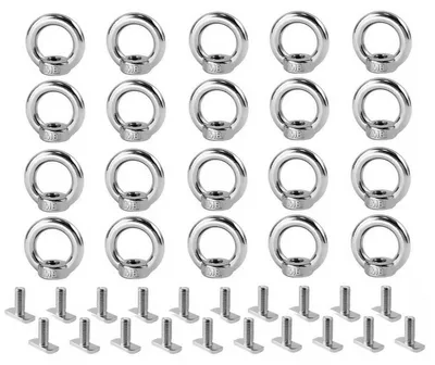 Image de Lot de 20 anneaux de levage en acier inoxydable M8 avec vis