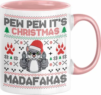 Produktbild von Lustige Tasse Weihnachten Pew Pew It's Christmas Madafakas Katzen Geschenkidee Liebhaber Besitzerin (Rosa)