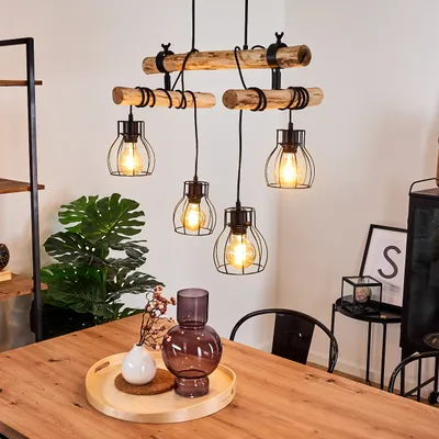 Produktbild von Aprica »Aprica« Vintage Hängelampe aus Metall in schwarz und Holz