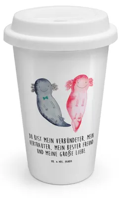 Produktbild von Mr. & Mrs. Panda ToGo Kaffeebecher Axolotl Freundin - Weiß - Geschenk, Valentinstag, Thermobecher, To Go Becher, Coffee, Liebe