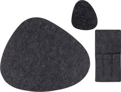 Produktbild von Tischset Kieselstein in grau und/oder anthrazit 3, 6.12tlg. aus Filz Platzset , als Set:Single Anthrazit