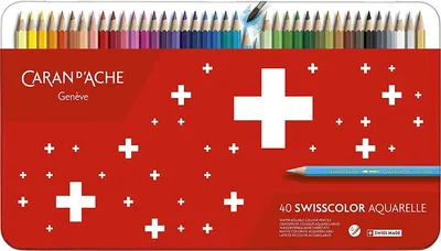 Immagine prodotto di Matite colorate CARAN D'ACHE Swisscolor, astuccio in metallo da 40 pezzi