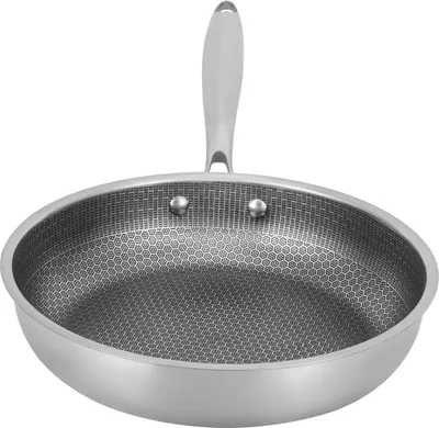 Image de Poêle à frire en acier inoxydable, structure en nid d'abeille, Ø28cm, induction, ronde, anti-rayures
