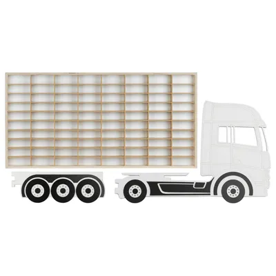 Produktbild von ArtTwist Modellauto Vitrine - Sammlervitrine Holz  zu 80 Fächen - Organisation Schaukasten für Autos Hängend 78,5cm x 40cm x 4cm - Setzkasten Holz für Wanddeko und Organisation (LKW 009BP)