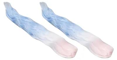 Produktbild von 2er-Set Puppenperücken mit Clip, langes, lockiges Kunsthaar mit Farbverlauf, zur Dekoration und zum Umgestalten von Stoffpuppen, rosa-blauer Farbverlauf