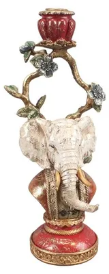Produktbild von Elefanten-Kerzenhalter, 31 cm - Mehrfarbig - Harz