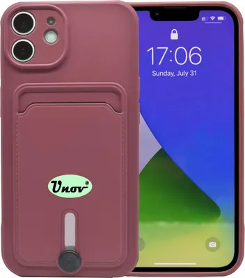 Produktbild von Silikonhülle Apple Iphone 12 6.1"" Case Burgunderrot + Kartenfach