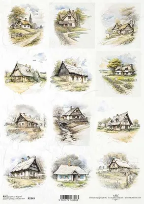 Immagine prodotto di ITD carta di riso decoupage tecnica artigianale tovagliolo di carta-R2349 Case, panorami, case di vacanza