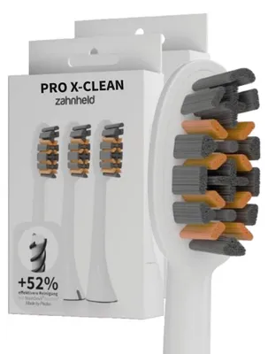Produktbild von Zahnheld Bürstenkopf Ersatzbürsten Pro X-Clean - ideal für Gero Schallzahnbürste, 6 Stück, Weiß, mittelharte Wechselköpfe, Schallzahnbürstenkopf