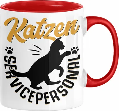Produktbild von Katzen Geschenk Tasse Katzen-Besitzerin Kaffeebecher Katzen Servicepersonal Geschenkidee (Rot)