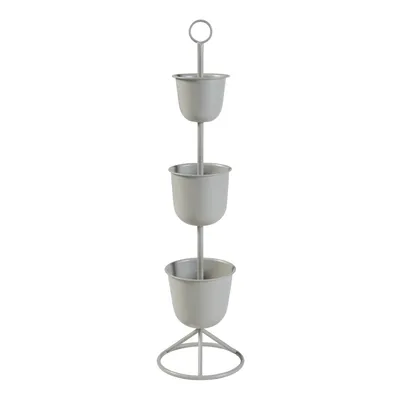 Produktbild von Blumenständer 'Alphen' 3 Töpfe 110x28cm Metall Hellgrau
