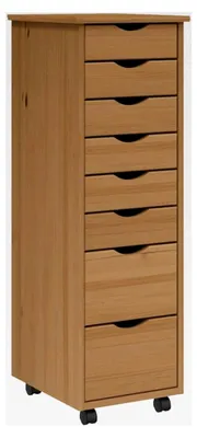 Produktbild von Rollschrank mit Schubladen in Honigbraun aus massivem Kiefernholz