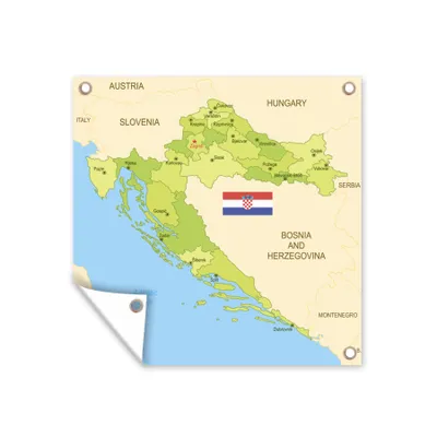Obrázek produktu pro MuchoWow® Zahradní plakáty - Mapa Chorvatska s vlajkou - 200x200 cm - Zahradní dekorace