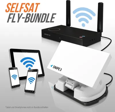 Produktbild von Selfsat SNIPE V3 FLY 100-Bundle - White Line - Single - Vollautomatische Satelliten Antenne