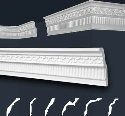 Produktbild von Marbet Deckenleisten weiß Sparpaket aus Styropor EPS - Stuckleisten gemustert, im traditionellen Design - (2 Meter B-50) Stuck Winkelleisten Wandleisten