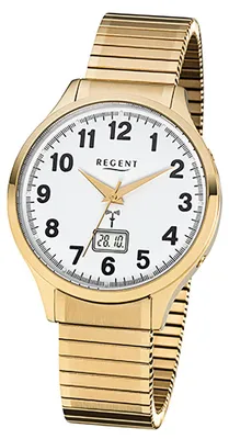 Produktbild von Regent Herrenuhr FR-209 Funkuhr mit Edelstahl-Armband gold D3URFR209