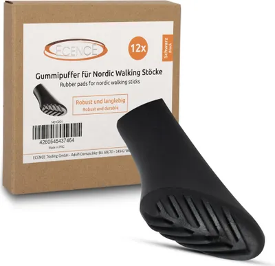 Produktbild von ECENCE 12x Nordic Walking Stöcke Gummipuffer, Aufsätze Trekkingstöcke, Nordic Walking Pads, Aufs