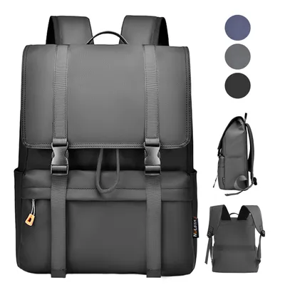 Produktbild von Laptop Rucksack mit Klappe Damen Herren 20L, 15,6 Zoll Laptoptasche Wasserdicht  Schulrucksack, Arbeitstasche für Büro Uni Freizeit Alltag, Grau
