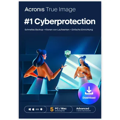 Produktbild von Acronis True Image Advanced 2026 + 50GB Cloud / 5 PC / 1 Jahr / Lizenz per E-Mail