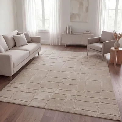 Produktbild von TT Home Wohnzimmer Teppich Schlafzimmer Hochflor Waschbar Skandinavisches Design Geometrisch Abstrakt Boho Stil Einfarbig 3D Größe 160x220 cm