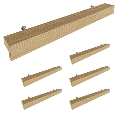 Produktbild von Sossai Holz Möbelgriffe aus Eiche | GAH01 | Lochabstand 160mm, Länge 220mm, 6 Stück