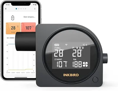 Produktbild von Grillgebläse, Wi-Fi 5G Grill-Temperaturregler automatischer Smoker | Bluetooth 5.0, mit 5 Sonden, Grillgebläse Kompatibel mit Kamado Joe, Primo, Vision Grill, Akorn Kamado, Weber,