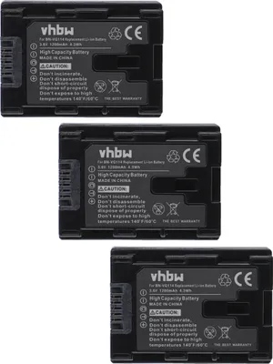 Produktbild von vhbw 3x Akku kompatibel mit JVC GZ-HD620BAH, GZ-HD620BEU, GZ-HD620-B, GZ-HD550, GZ-HD620 Videokamera Camcorder (1200 mAh, 3,6 V, Li-Ion) + Infochip