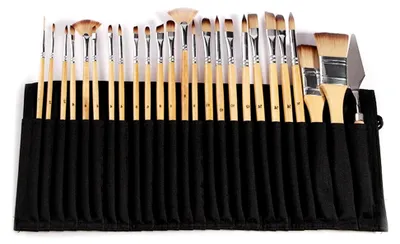 Produktbild von 25-teiliges professionelles Acrylfarben-Pinselset mit hochwertigen Nylonborsten