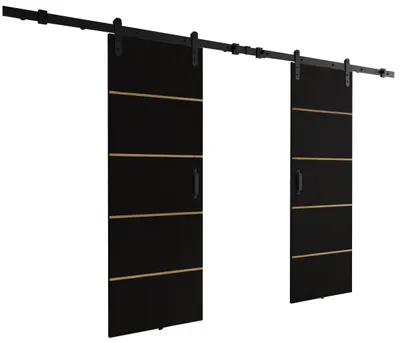 Produktbild von KIER FURNITURE Schiebetüren LORNI DUO 152 - Universal - Schwarz 152x205x1,6 cm