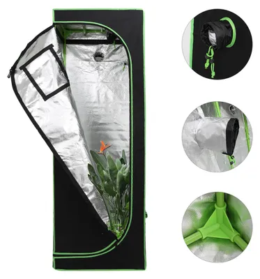 Produktbild von Vigevee Growbox 60x60x180cm Pflanzzelt Indoor 600D Oxford, 99,9% lichtdicht, 95% reflektierend, mit Belüftung