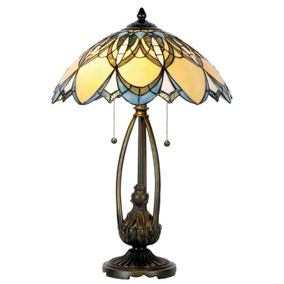 Produktbild von LumiLamp Schreibtischlampe Tiffany Ø 40x60 cm blau bunt für 2x E27 max 60W