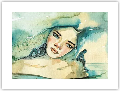 Produktbild von Poster - Poster ohne Rahmen - Aquarell Frau Emotionen - 40x30 cm - Wand Bild - Wanddeko - Wandbilder - Kunstposter - Wandposter - Bilder - Kunstdruck - Wanddekoration - Wandbild - P2XAA40x30-4858