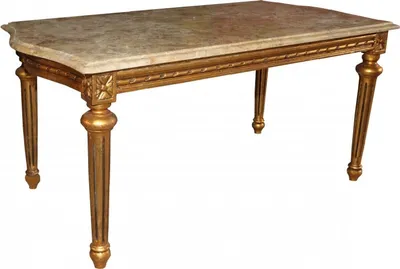 Image de Casa Padrino Table basse baroque dorée avec plateau en marbre crème 100 x 53 cm - Édition limitée