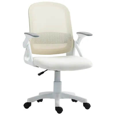 Produktbild von Bürostuhl – Drehstuhl – Computerstuhl – atmungsaktives Netzgewebe – ergonomisches Design – mit klappbaren Armlehnen – 60 x 57,5 x 101 cm – weiß