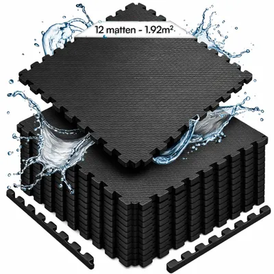 Produktbild von Meisterhome® Pool Unterlegmatte Poolmatte 12 St. – 1.92 m² - Bodenschutz Matte für den Pool/Planschbecken Bodenfolie Bodenmatte Poolunterlage Schwarz
