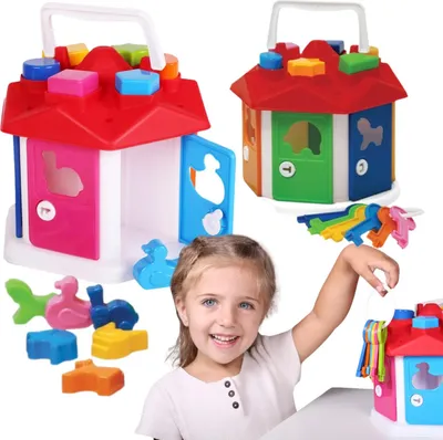 Zdjęcie produktu dla Sorter Domek Edukacyjny Z Kluczami Zestaw Klocki Kształty Kolory