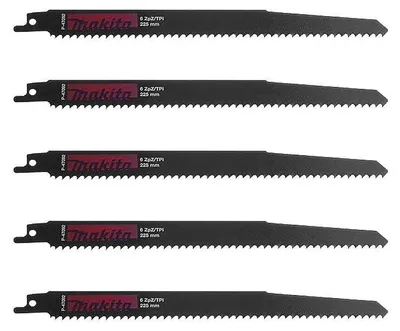 Image de Lot de 5 lames de scie sabre MAKITA P-47092 pour bois, PVC et plastique (6 à 100mm)