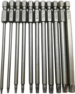 Produktbild von Torx-Schraubendreherset S2-Stahl 11-teilig mit Sicherheitskopf 100mm