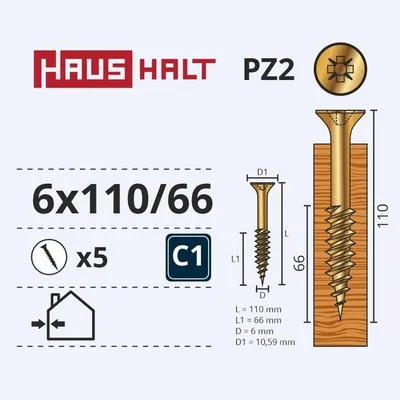 Image de Spanplattenschraube 6,0X110/66 Ylwzp 5Stk G2