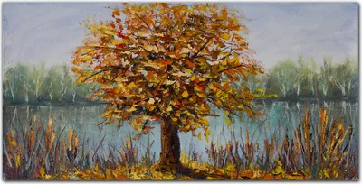 Produktbild von Coloray Bild aus Acryl 140 cm x 70 cm - Bild auf Acrylglas Gehärtetes Acryl Wohnzimmer Küche Dekoration Wanddekoration - See Baum Blätter Im Herbst