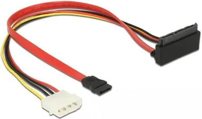 Obrázok produktu pre DeLOCK 85514, 0,3 m, 1 x Molex 4 pin, 1 x SATA 22 pin, 1 x SATA 7 pin, Samec/Samica, Viacfarebný, 26/18