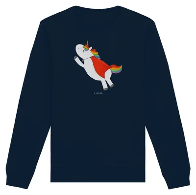 Produktbild von Mr. & Mrs. Panda Baumwoll Pullover Einhorn Geburtstag Größe M - French Navy - Geschenk, Einhörner, Unicorn, Nachhaltiger, Sweater, Pulli, Bio, Superheld, Held, Sweatshirt