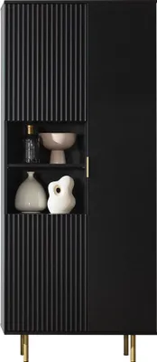 Produktbild von MIRJAN24 Regal Nubia R3D mit drei Drehtür, Standregal mit Metallgriffe, 80x41x180 cm (Farbe: Schwarz)
