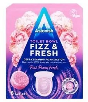 Produktbild von Astonish | Toilettenreiniger-Tabletten - 8 Stck - Pink Peony Duft - Starker Entkalker & Hygienische Sauberkeit
