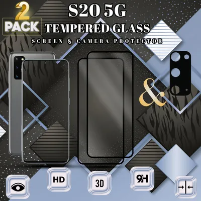 Zdjęcie produktu dla 2-pak Samsung Galaxy S20 5G z osłoną ekranu i osłoną obiektywu ze szkła hartowanego 9H