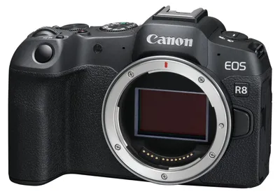 Produktbild von Canon EOS R8, 24,2 MP, 6000 x 4000 Pixel, CMOS, 4K Ultra HD, Touchscreen, Schwarz