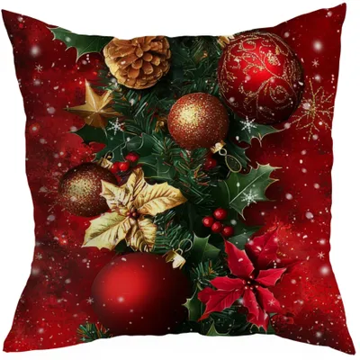 Obrázek produktu pro Dekorativní vánoční povlak na polštář, 45x45 cm, vánoční motiv