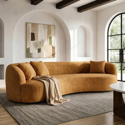 Produktbild von riess-ambiente Sofa ATELIER 230cm senfgelb Samt 3-Sitzer organische Form inkl. Kissen