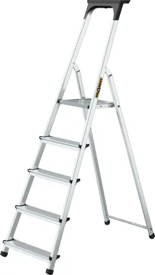 Produktbild von Drabest | Leiter - Haushaltsleiter - Aluminiumleiter - 5 Stufen - Leicht und kompakt - Mit Werkzeugablage - Rutschfeste Stufen - Tragkraft 125 kg