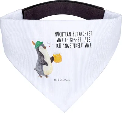 Produktbild von Mr. & Mrs. Panda Halstuch Für Hunde Pinguin Bier - Weiß - Geschenk, Beschwippst, , Pinguine, Hundehalstuch, Hund, Angetüdelt, Tuch